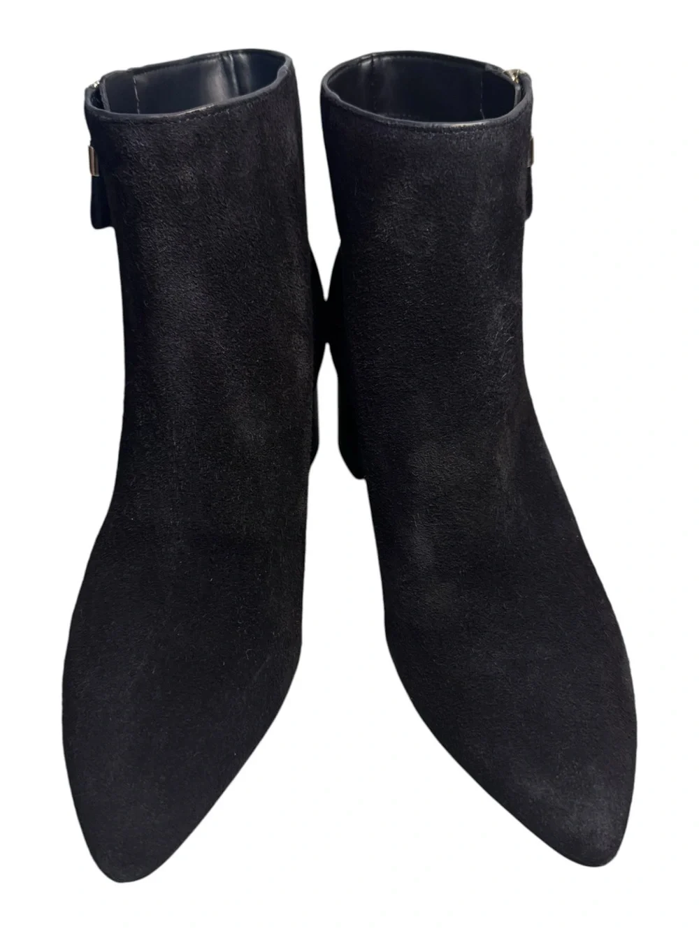 NWOT Kate Spade Alessia Black Suede Ankle Booties Pointed Toe Block Heel SZ:8B